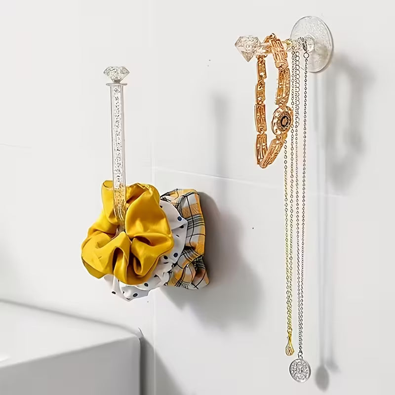 5pcs Wall-Mounted Jewelry Storage Hooks - No-Drill Multi-Functional Shelves, Suitable