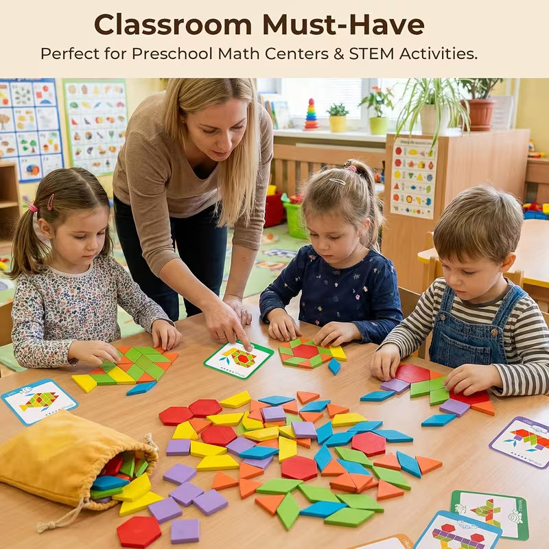 209-Piece Wooden Shape Blocks for Children