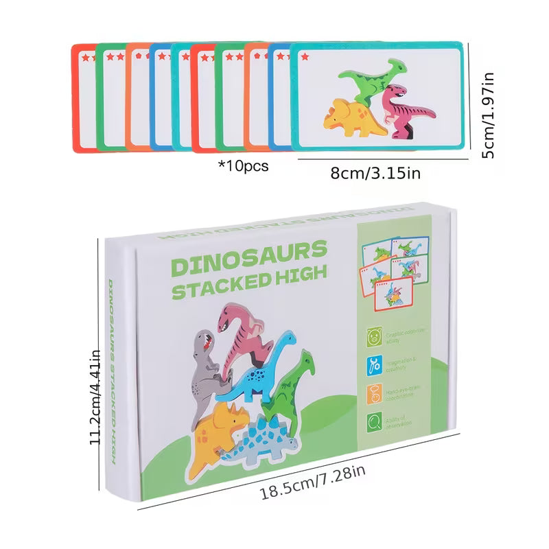 Wooden Dinosaur Sorting Stacking Blocks Toy