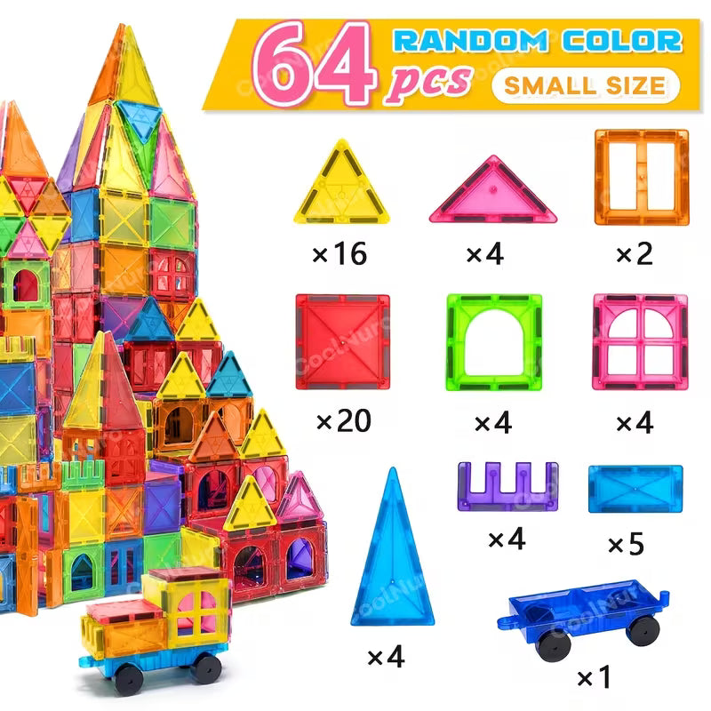 40-Piece/64-Piece/100-Piece Magnetic Building Blocks Set