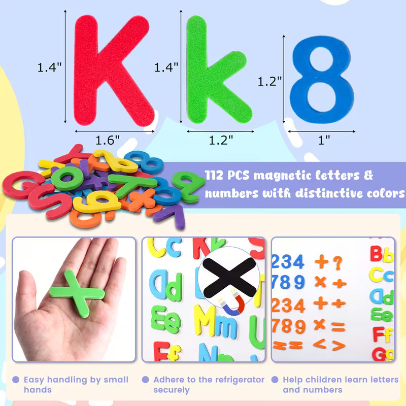 112-Piece Magnetic Letters and Numbers Set for Kids