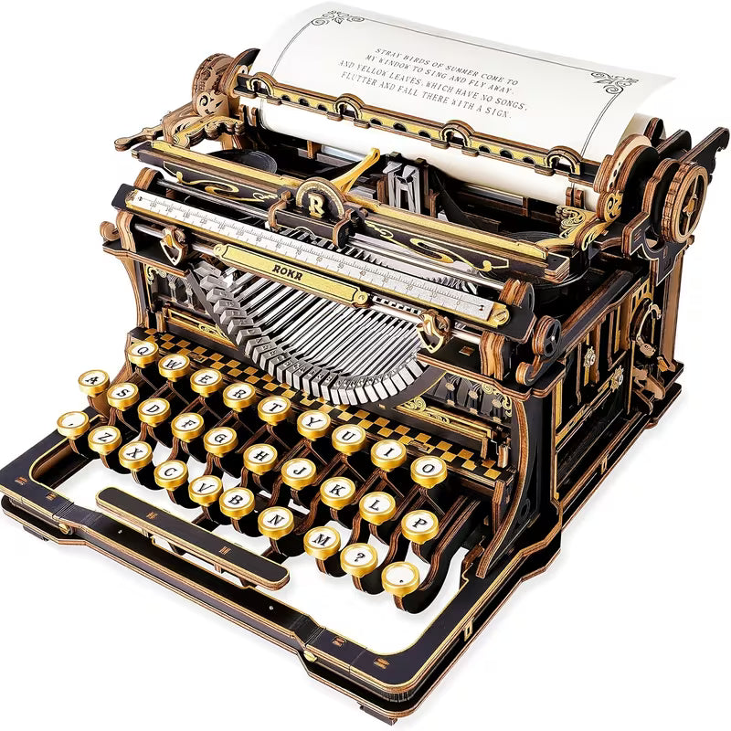 ROBOTIME 3D Wooden Mechanical Typewriter Model Building Kit