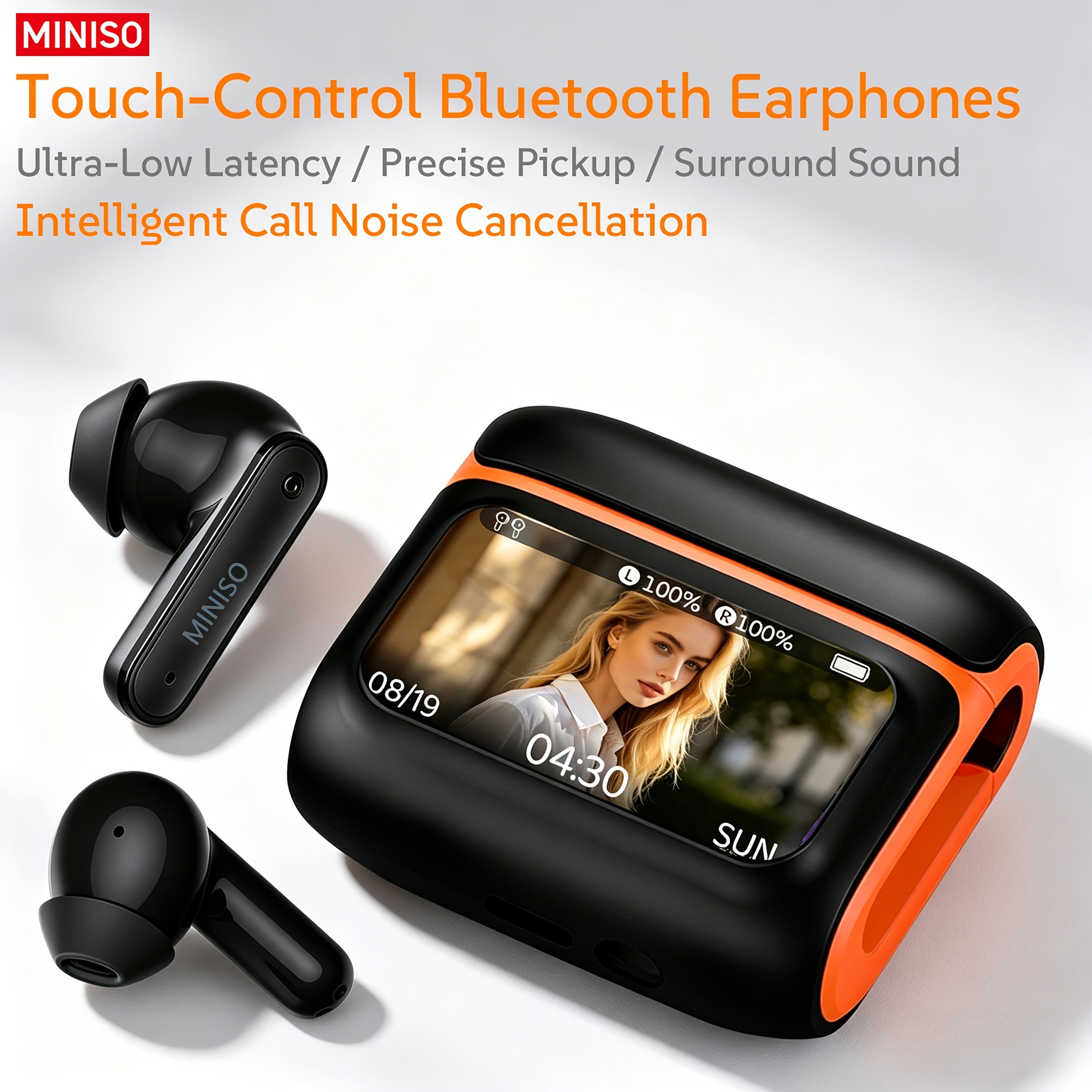 MINISO MS128 Wireless 6.0 Touchscreen Headphones, Gaming Chip 15Ms Low