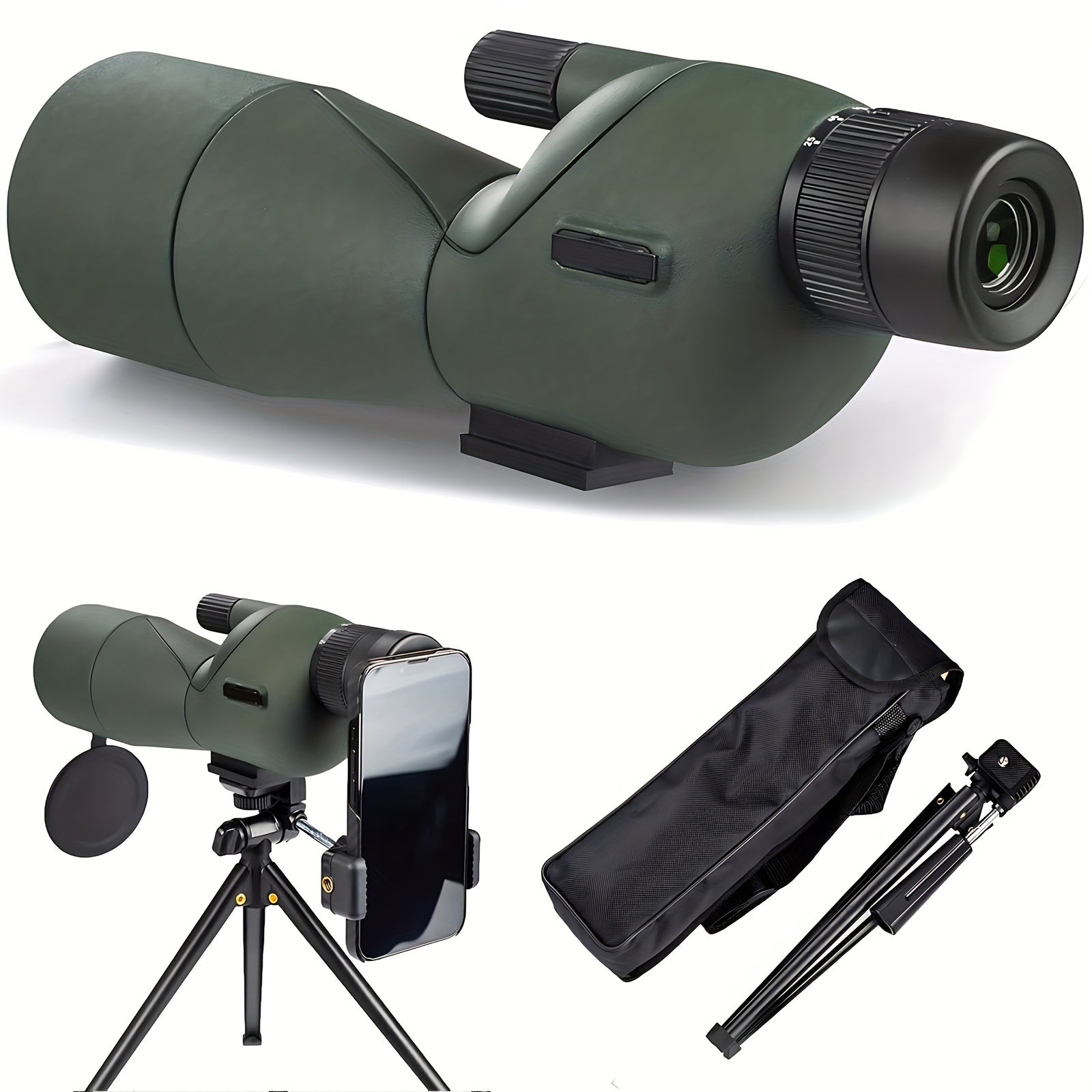25-75x60 Spotting Scopes With Tripod Carrying Bag And Smartphone Adapter