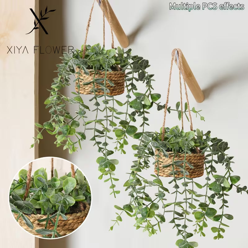 1pc Artificial Eucalyptus Leaf Hanging Branch Hanging Grass Pier, Simulation Eucalyptus Leaf