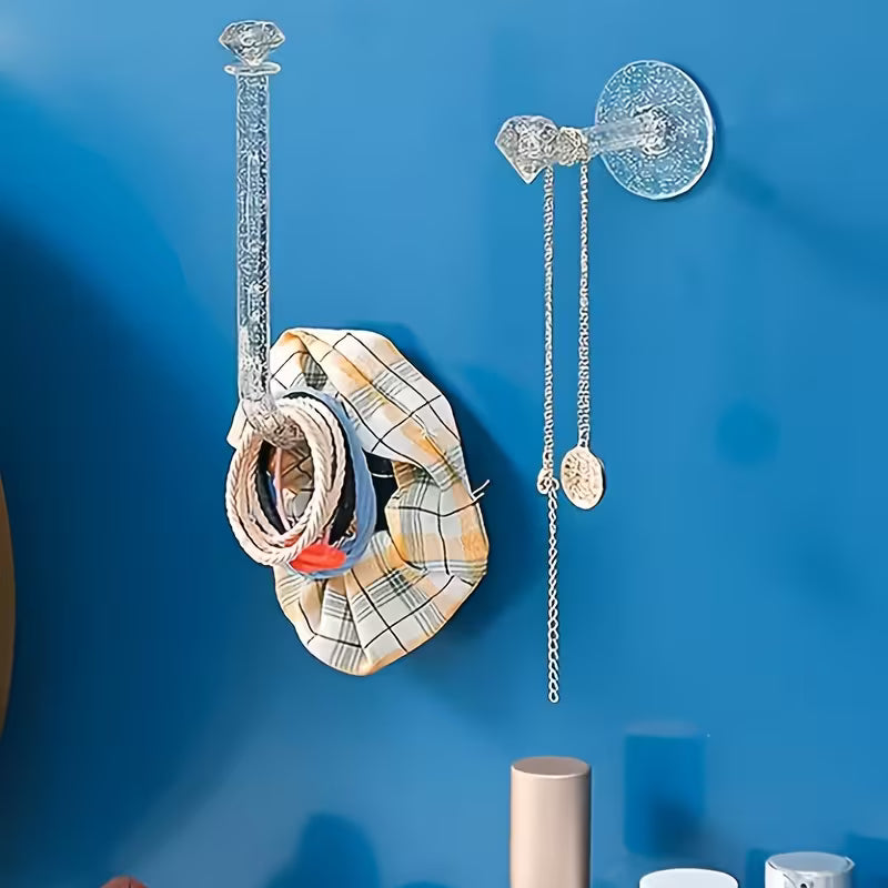 5pcs Wall-Mounted Jewelry Storage Hooks - No-Drill Multi-Functional Shelves, Suitable