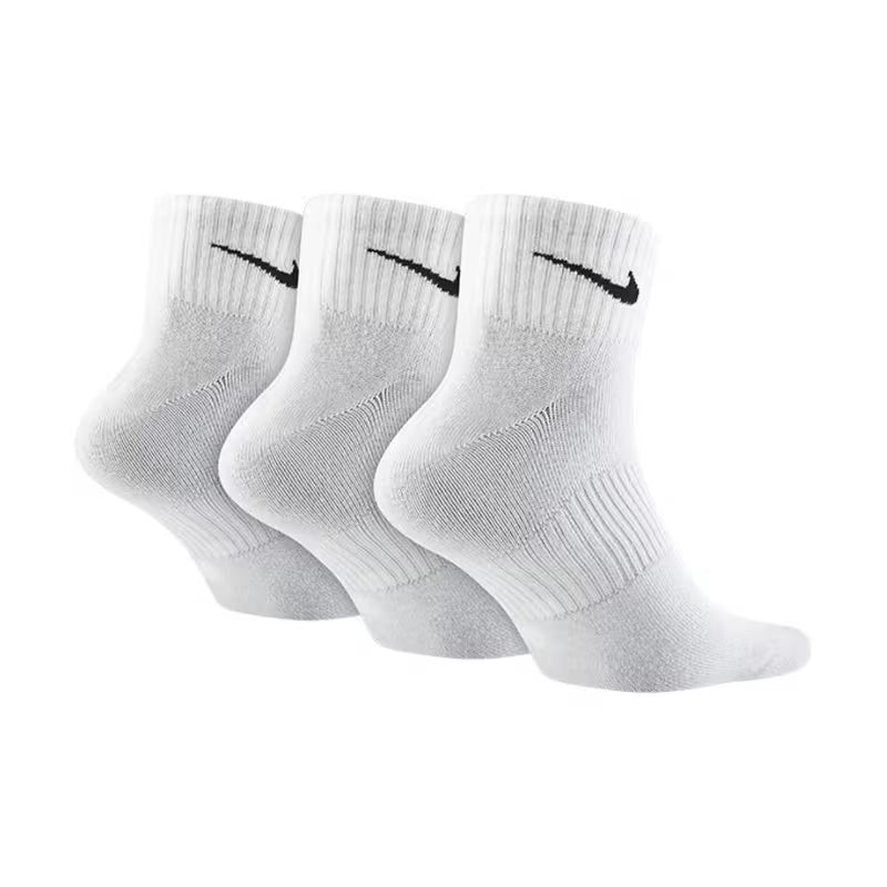 Nike White Short Socks 3-Pack Breathable Casual Sport Unisex, White