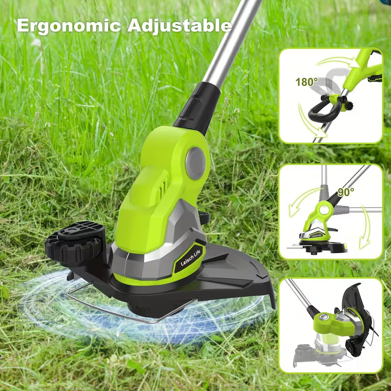String Trimmer, 10-inch Cordless Weed Wacker, 2.0Ah Battery Powered Weed Eater