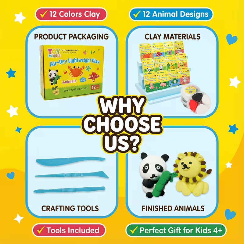 TOYMINGLE Ultra-soft Air Dry Modeling Clay