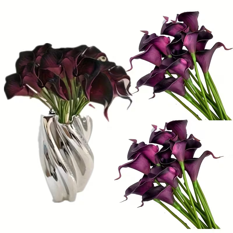 18-Stem Burgundy Calla Lily Artificial Flower Bouquet