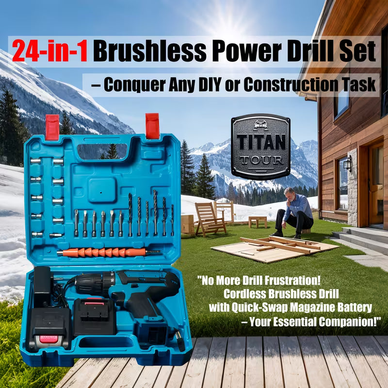 21V Brushless Lithium Cordless Drill Set, Home DIY Edition