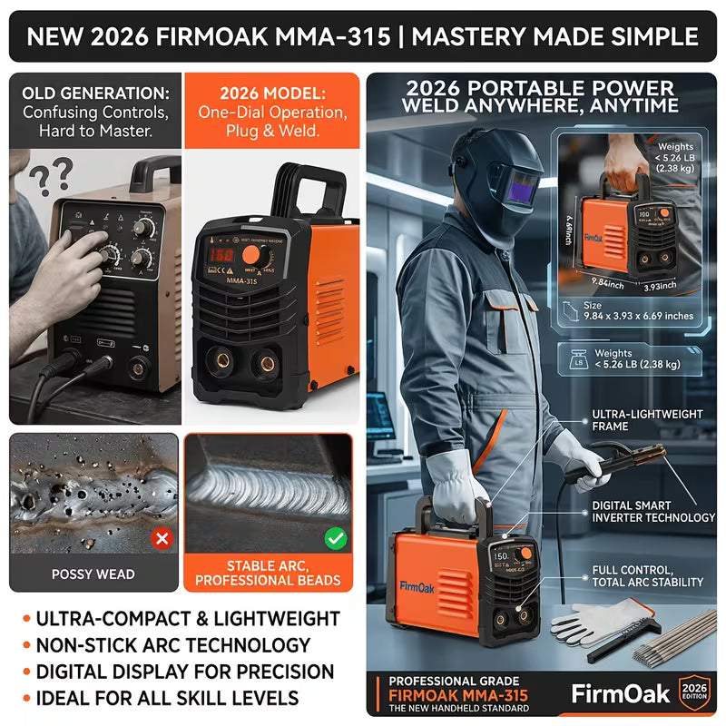FIRMOAK Mini Stick Welder Machine, MMA-315 Portable ARC Welding Machine for Beginners
