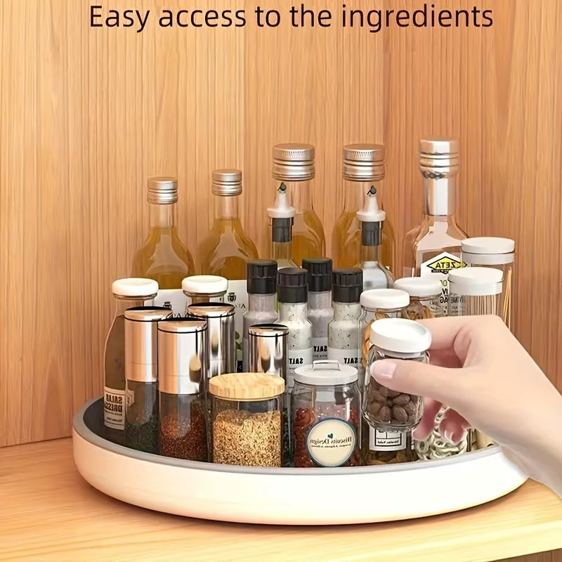1pc Storage Tray, Single-Layer Rotating Condiment Bottle Storage Rack, Household