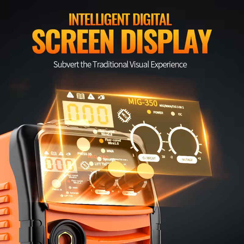 MIG250/MIG350 3in 1 Welder 110V Gasless Design, Durable Orange Shell with Complete Starter Kit