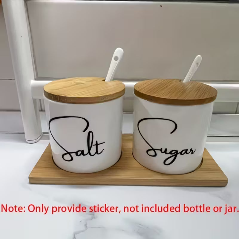 1 Set of 8pcs Kitchen Bottle Labels Vinyl Stickers, Suitable for Tea, Coffee, Sugar, Baking