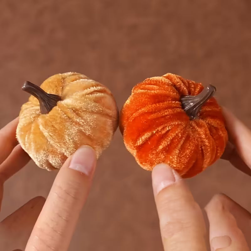 9pcs Synthetic Flannel Pumpkin Decoration Set, Perfectly Suited for Halloween, Thanksgiving