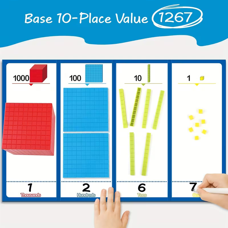 136-Piece Colorful Base Ten Blocks & Activities Set