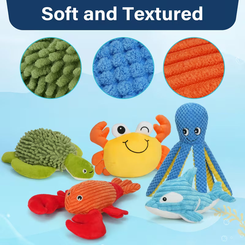 Dog Toys, Plush Dog Squeaky Toys, Assortment Animal Set