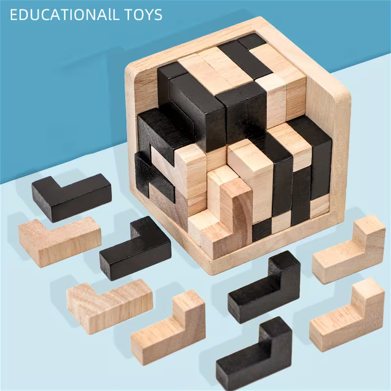 YIDIEMO 54-Piece Wooden Brain Teaser Puzzle Cube Wooden Puzzles