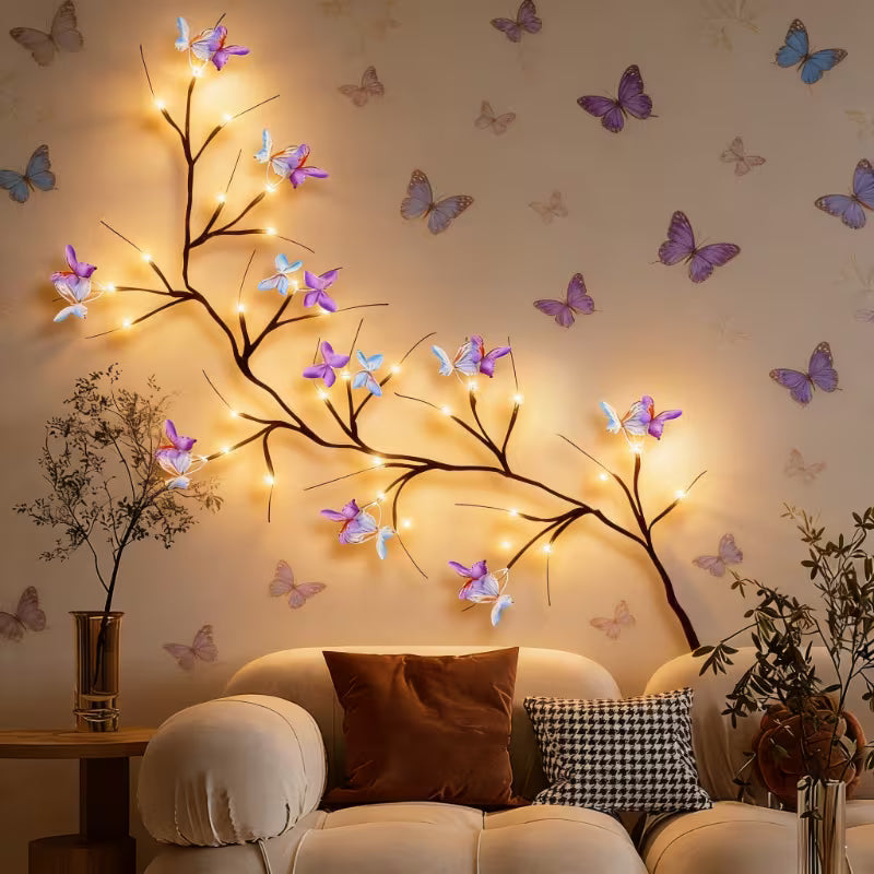 Butterfly LED Branch Wall Lights, 30 LED Butterfly Willow Vine