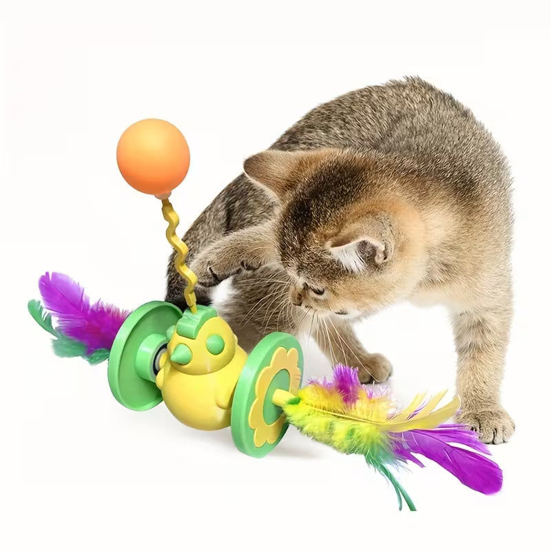 New 1-Pack Non-Electric Cat Toy, Artificial Feather Tumbling