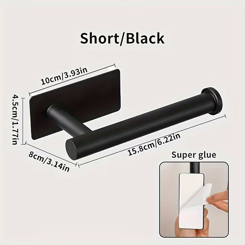 Stainless Steel Square Tissue Holder, No-Drill Wall Mount Set, Plastic