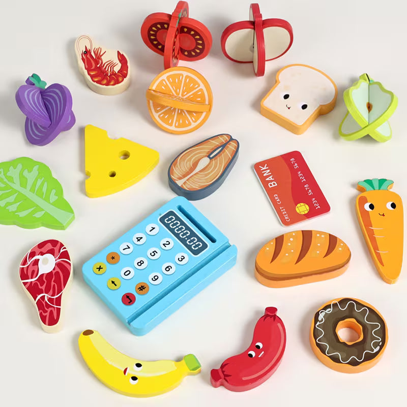 Wooden Grocery Store Pretend Play Set