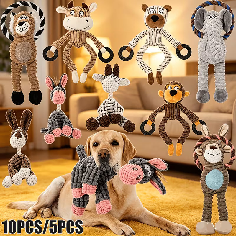 Durable Crinkle Squeaky Pet Toys Set