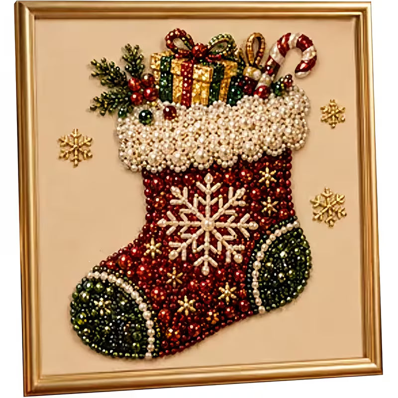 Christmas Colored Pearl Diamond Painting, Suitable for Adults And Beginners, Frameless 3D