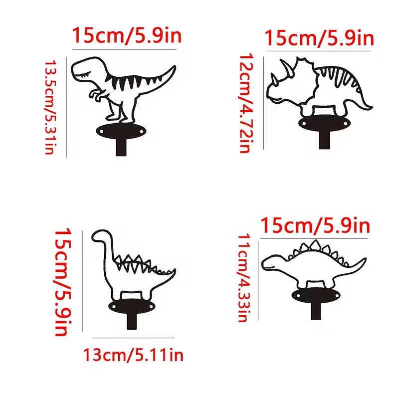 4pcs Art Hook, Cartoon Dinosaur Silhouette Wall-Mounted Coat Hook