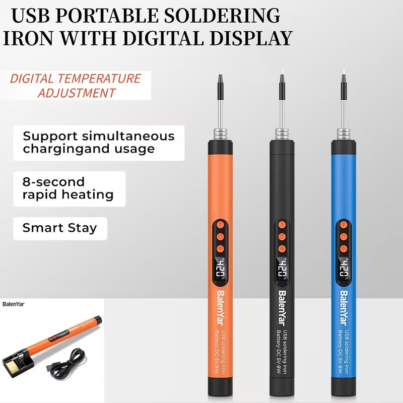 BalenYar USB Portable Mini Digital Soldering Gun Kit, Featuring a Digital Display
