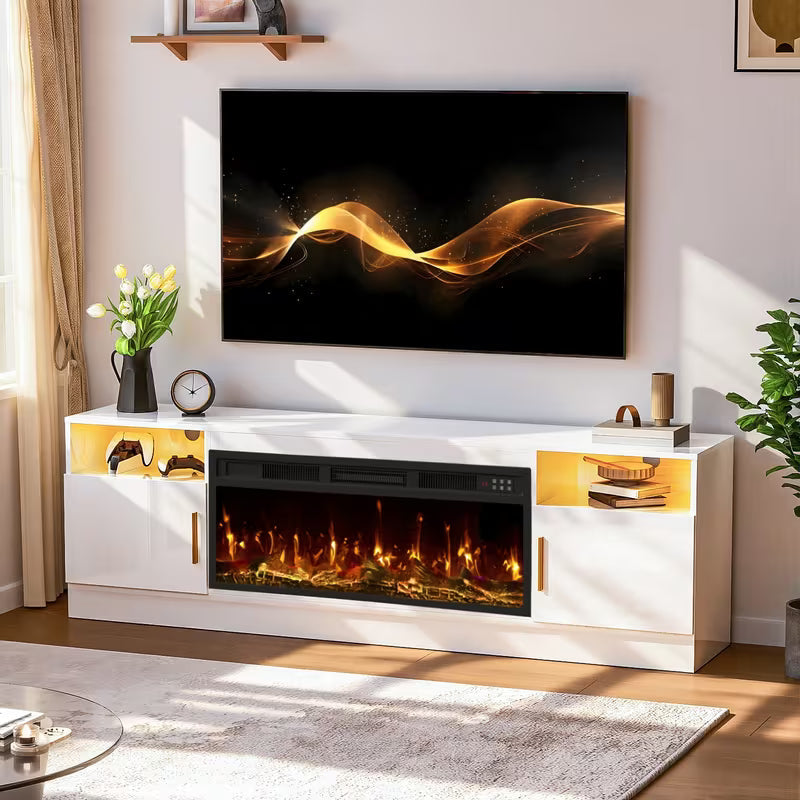 TV Stand with Fireplace, 36" Fireplace TV Stand LED Entertainment Center with Fireplace
