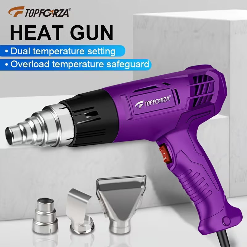 TOPFORZA Heat Gun Industrial Electric Hot Air Gun Hot Air Gun Kit Dual Temperature Settings Car