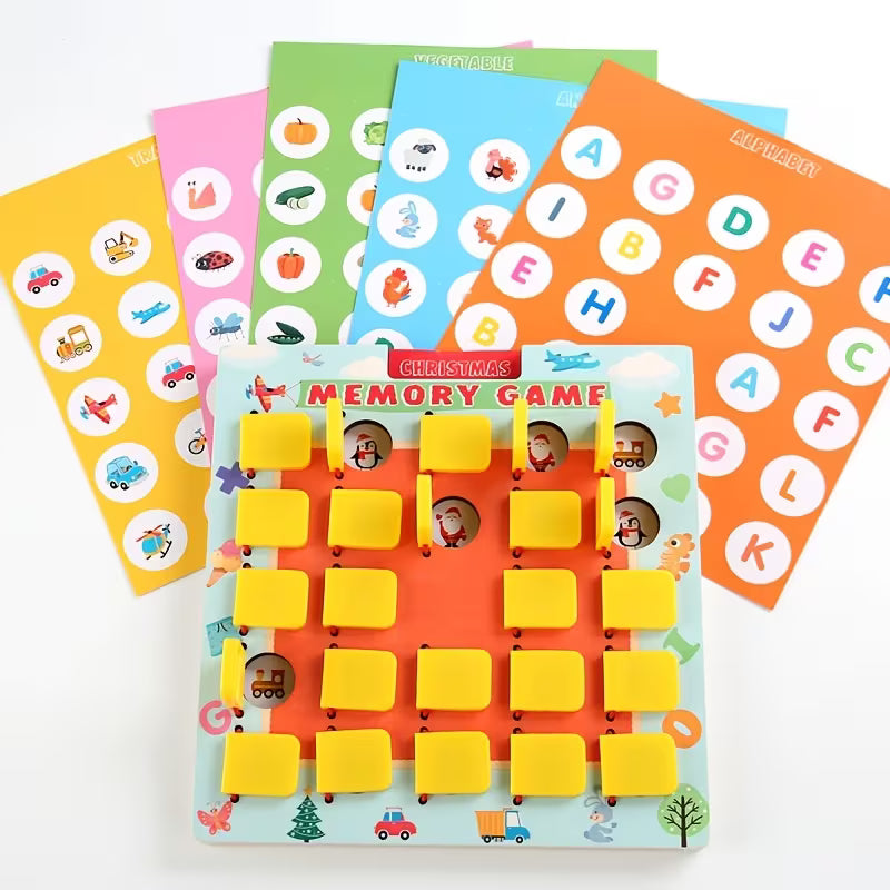 Wooden Memory Matching Flip Game with Multi-pattern Cards