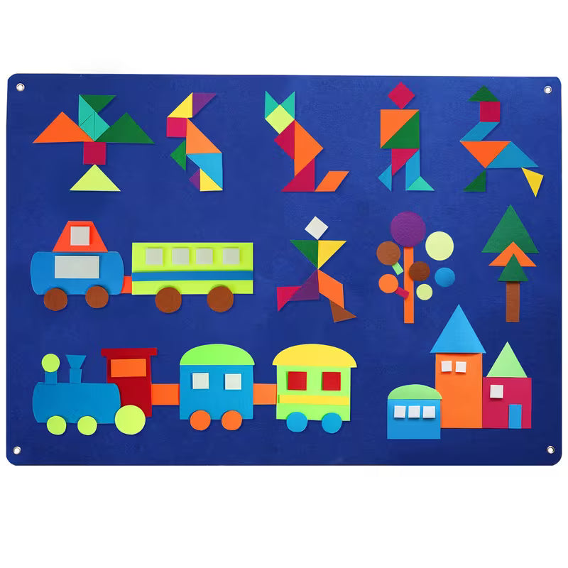 130-Piece Geometric Felt Flash Card Game Set 4In
