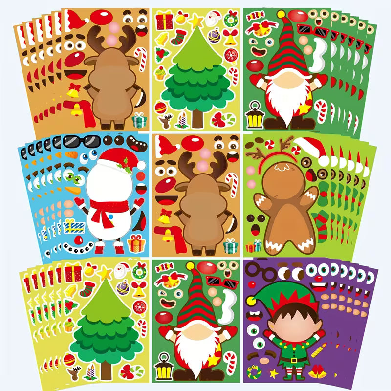 Stickers for a Christmas Party Game Where Kids Can Create Faces
