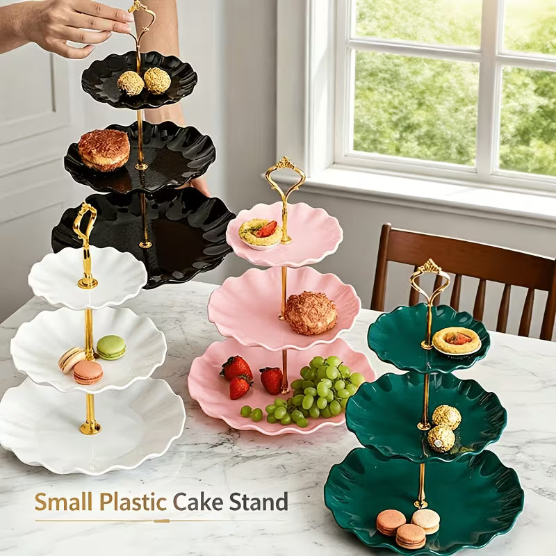 Detachable Lightweight Plastic Dessert Display Stand - Elegant 3-Tier Cake Stand for Layered