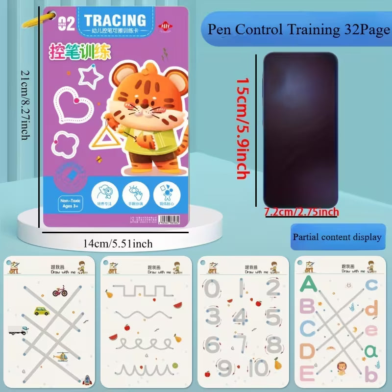 32 Pages Reusable Magic Practice Copybook Set