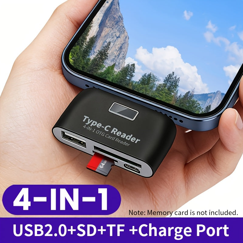 4-In-1 USB-C Card Reader, SD/TF Card OTG Reader