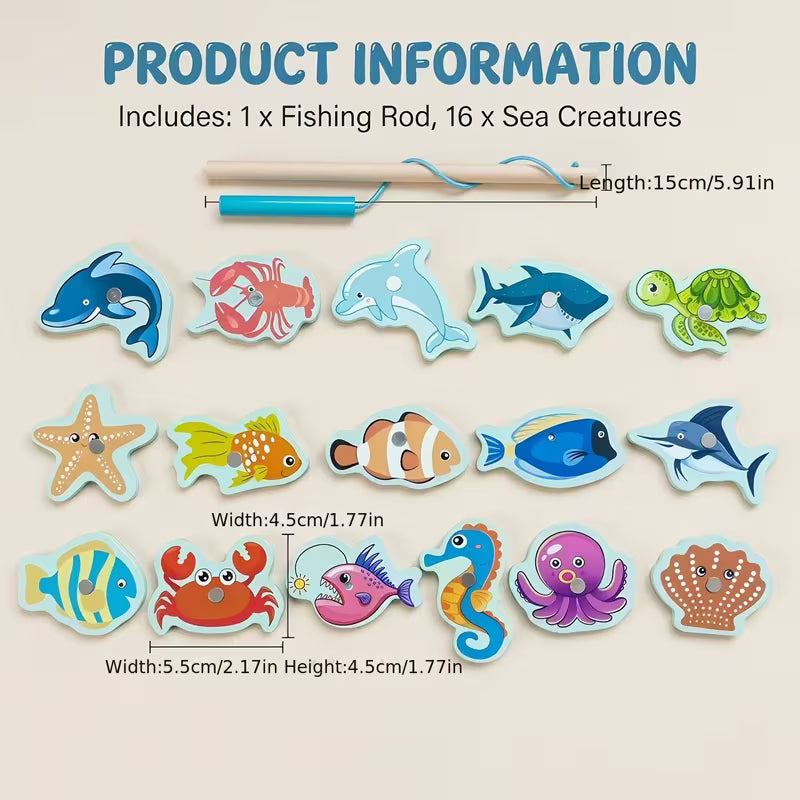Party Games and Activities: Magnetic Wooden Fishing Game Toy