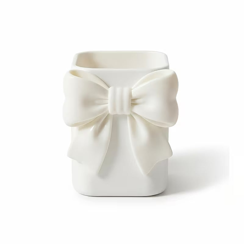 1pc White Bow Pen Holder - Desktop Organizer, Suitable for Storing Pens, Makeup Brushes