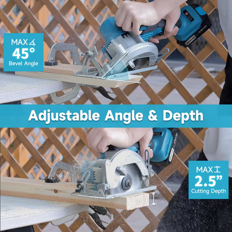 Brushless Circular Saw Kit, 21V, 1/2 Batteries, Charger And Saw Blades Included