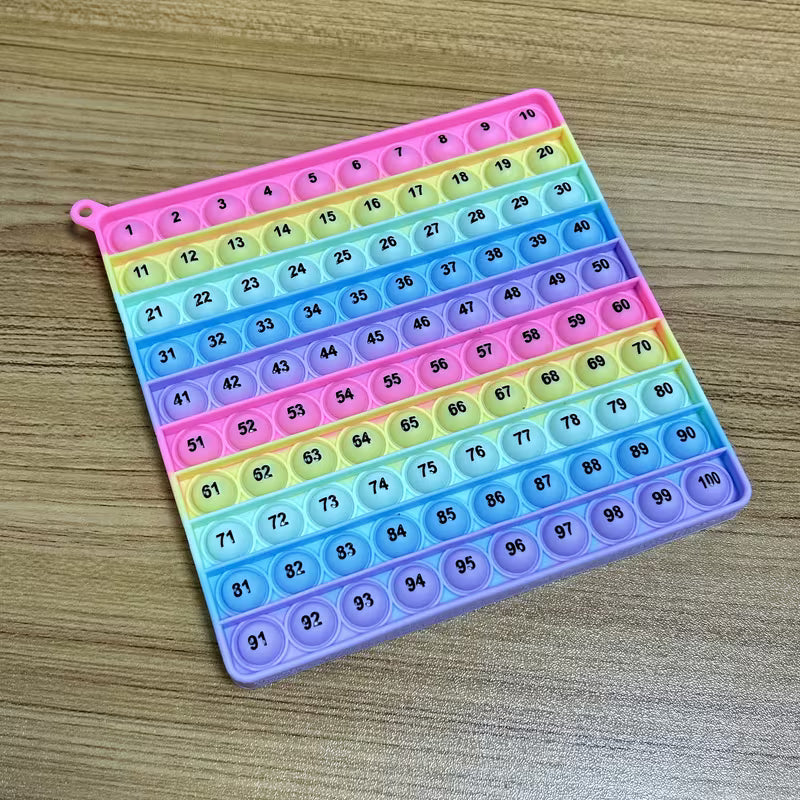1-100 Numbers Math Games Fidget Toy Quick Push Bubble Board Educational