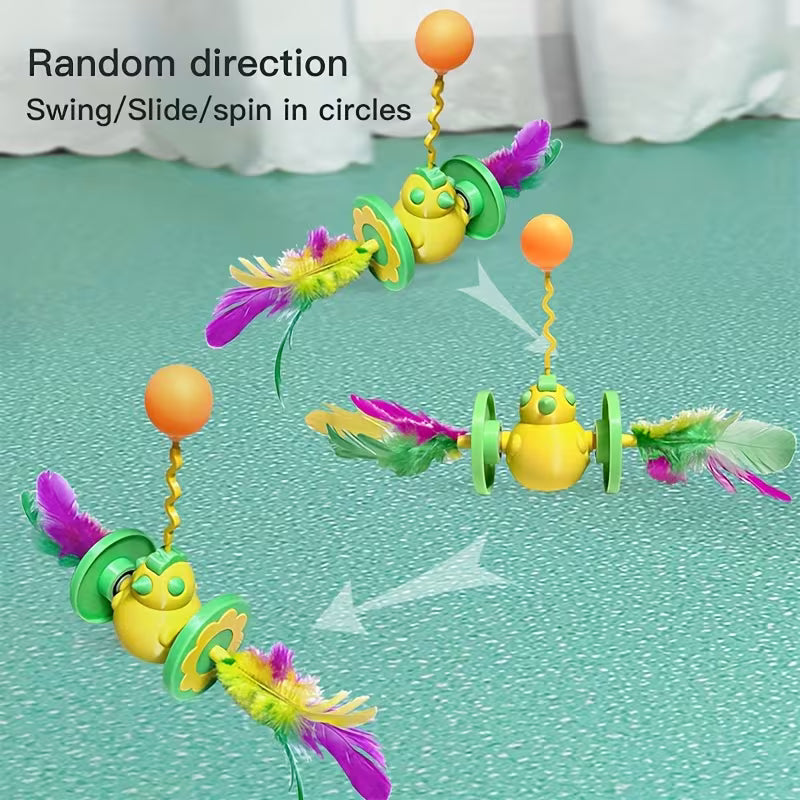 New 1-Pack Non-Electric Cat Toy, Artificial Feather Tumbling
