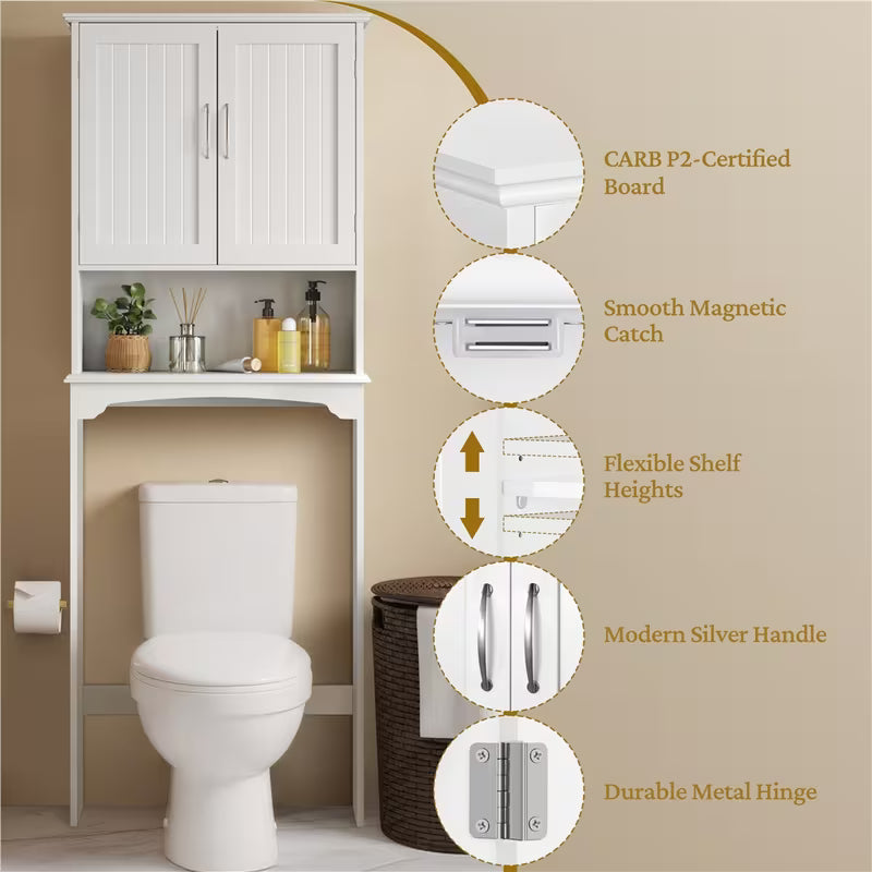 Costoffs Over-the-Toilet Bathroom Cabinet MDF Bathroom Storage Organizer with Adjustable Shelf