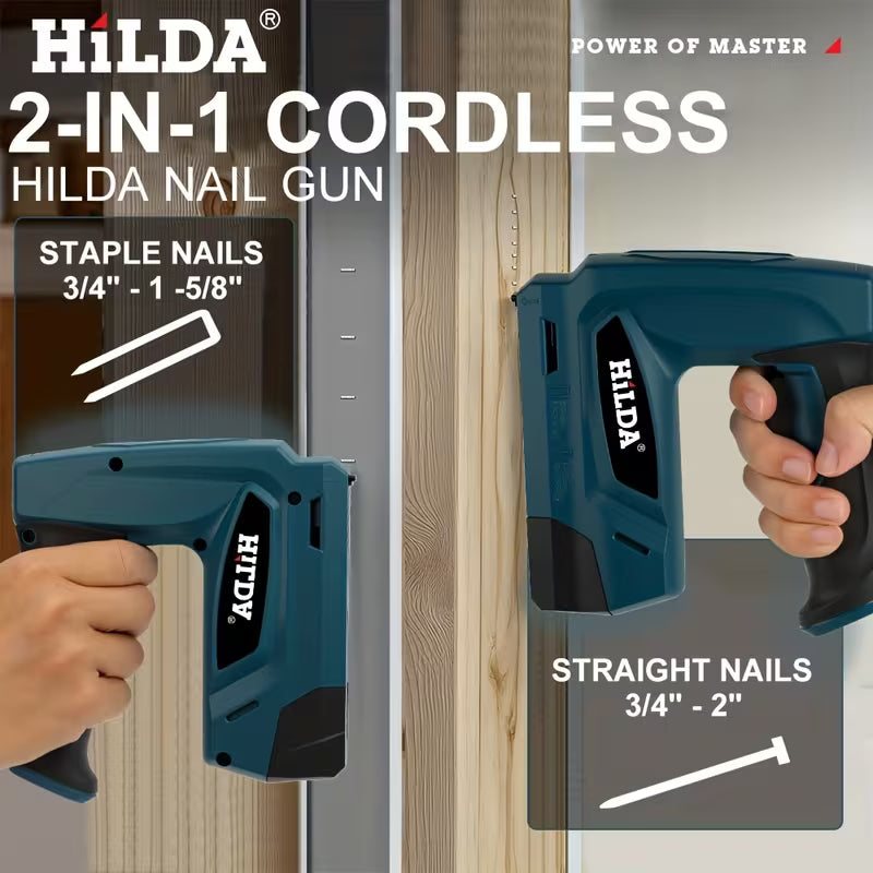 HILDA Blue Nail Gun, Electric Gas Nail Gun, Blue