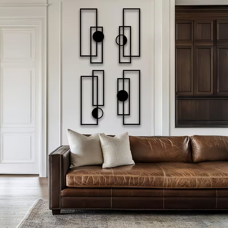 A Set of Four Stylish Metal Signs and Plaques, Designed for Modern Minimalist Decor