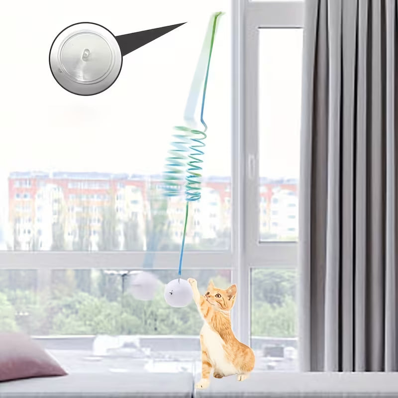 Self-Entertainment Cat Toy, Hanging Spring Plush Rabbit Ball Cat Toy