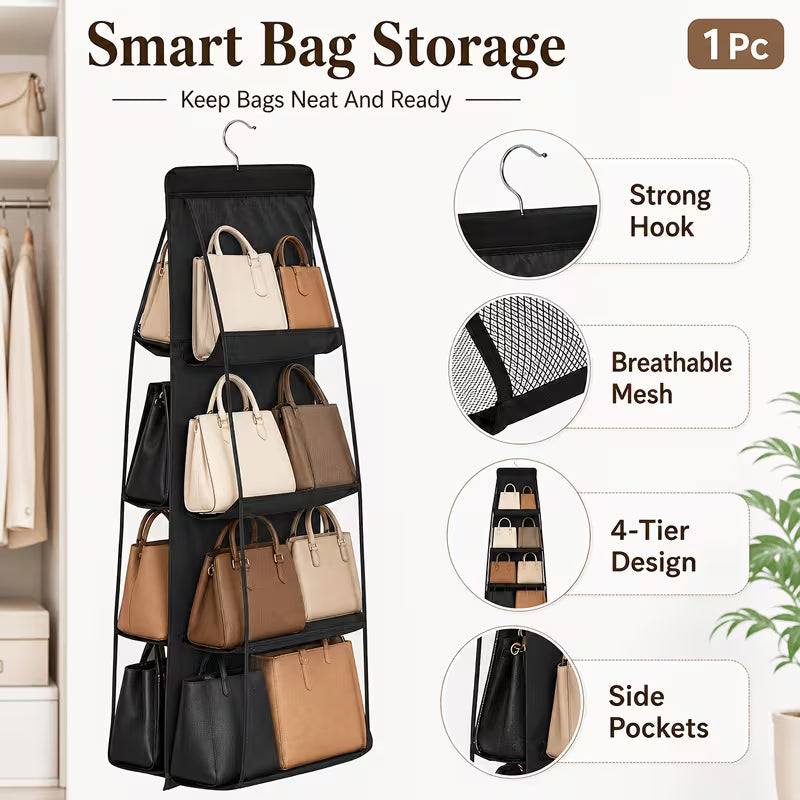 1pc Multi-Layer Handbag Hanging Organizer, with 8 Pockets, Hanging Purse Handbag Storage