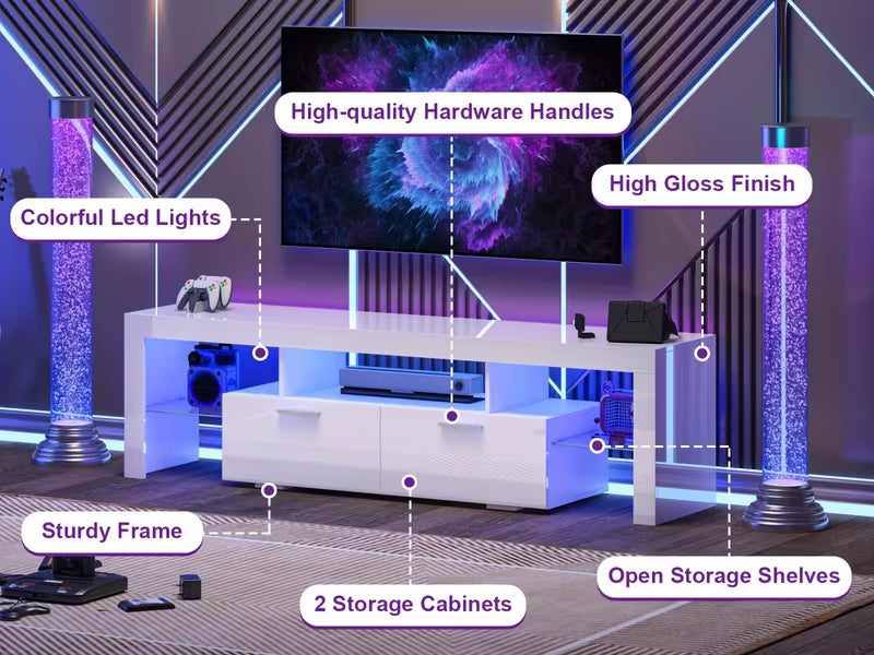 71" High Gloss LED TV Stand for 55/65/75/80 Inch TVs